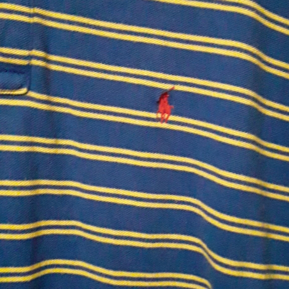Blue and Yellow striped Polo shirt. - Picture 2 of 3